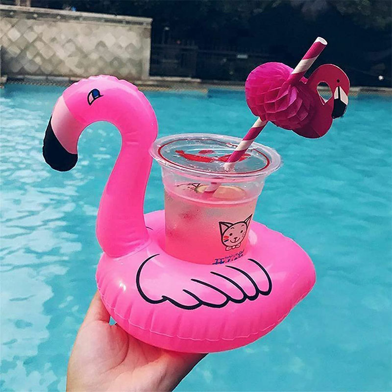mini csésze tartó felfújható flamingó ital úszó vízital ülés